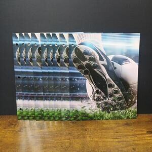 Lot of 9 Soccer Themed 3 Ring Binder Folders, 9x11.5"